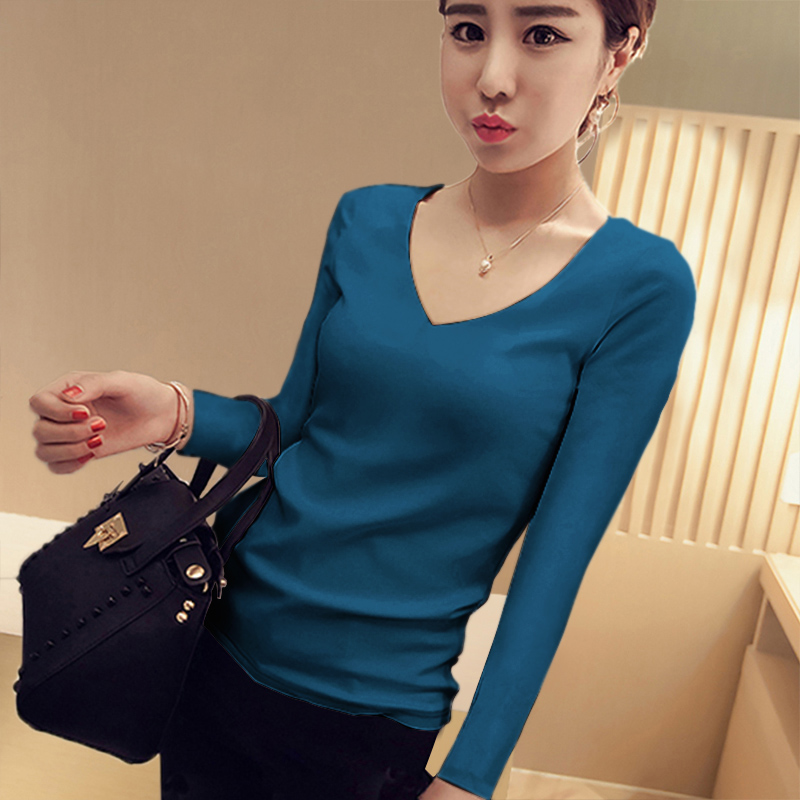 images 8:Pure cotton black undershirt female long sleeve low-collar autumn winter t-shirt mounted with a hundred-duty shirt v-collar autumn clothes tight body tide images 8:Pure cotton black undershirt female long sleeve low-collar autumn winter t-shirt mounted with a hundred-duty shirt v-collar autumn clothes tight body tide