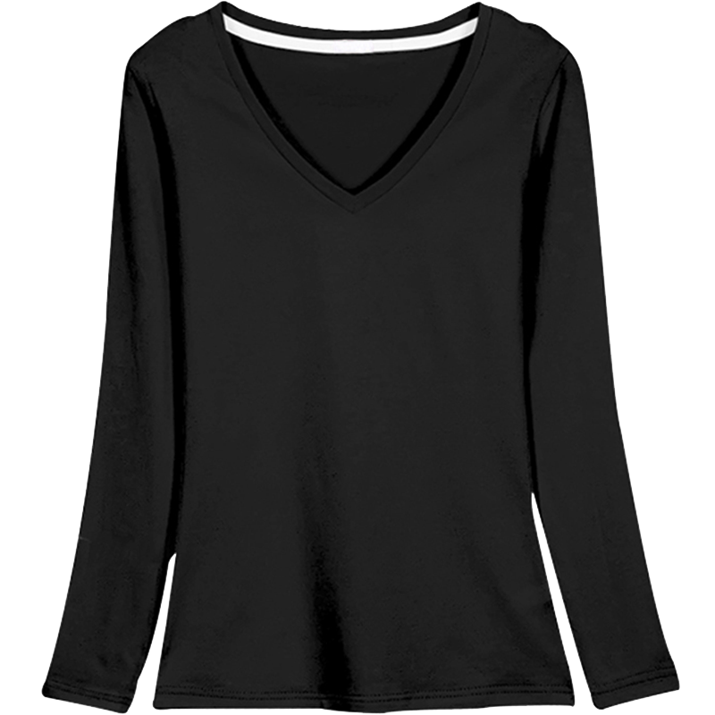 images 4:Pure cotton black undershirt female long sleeve low-collar autumn winter t-shirt mounted with a hundred-duty shirt v-collar autumn clothes tight body tide images 4:Pure cotton black undershirt female long sleeve low-collar autumn winter t-shirt mounted with a hundred-duty shirt v-collar autumn clothes tight body tide