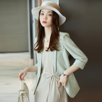 Summer suit jacket womens thin three-quarter sleeve top temperament mid-sleeve professional wear casual small suit summer style