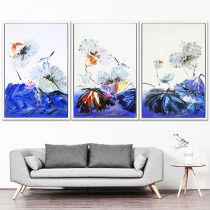 Chinese style living room front door flower hanging painting Eleanor modern simple white border half hand painted decorative painting