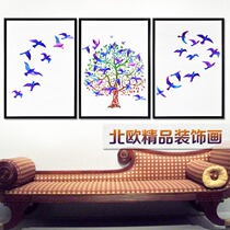 Nordic Features Canvas Decorative Painting Living Room Simple White Bottom Animal Forest Modern Pattern Trio Hanging Paintings