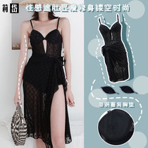 Lidai swimsuit female sense one-piece with gauze to cover the belly and show thin slim-fitting hollow fashion net red Korean hot spring swimming suit