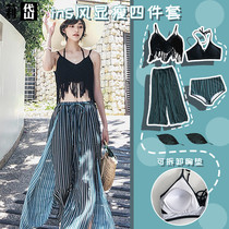 Swimsuit womens summer split four-piece set of new sexy Korean ins wind cover belly thin long pants bathing hot spring swimsuit