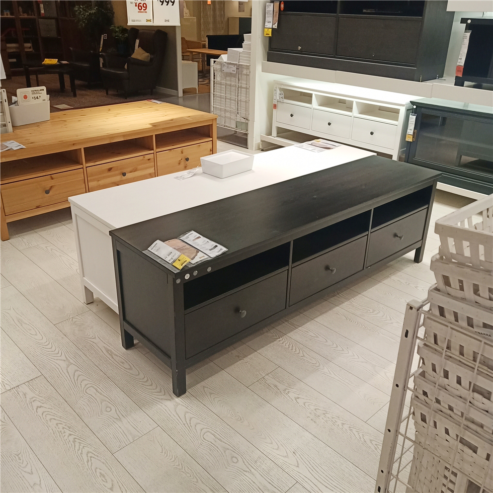 宜家汉尼斯实木大客厅电视柜储物柜抽屉柜电视桌1.8米国内代购