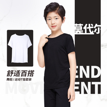 Childrens dance practice clothing short-sleeved boy dance jacket girl Latin dance suit summer modal costume