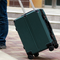 Special custom aluminum frame pull bar case leather case 20 inch travel den case suitcase universal wheel leather case Korean version personality