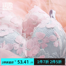 Run micro underwear womens non-rimmed thick and thin large size breathable adjustment type gathered sub-milk anti-sagging bra bra