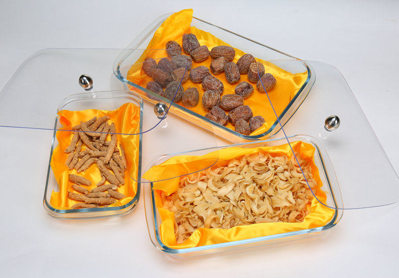 加厚中药材玻璃盘展示盘带盖药柜托盘参茸细贵药材摆盘干货钢化盘