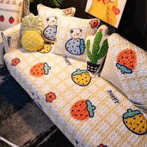 Cotton sofa cushion four seasons universal fabric pure cotton non-slip Nordic simple chaise longue backrest towel cover cartoon cute
