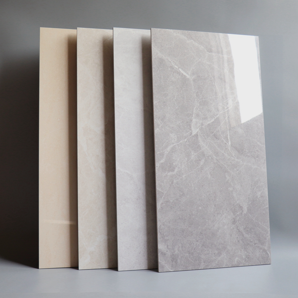 通体全瓷大理石客厅墙砖400x800灰色地砖餐厅酒店办公室浅黄瓷砖