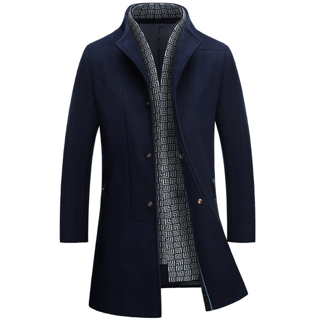 Woolen coat 2020 new winter men's mid-length coat men's Korean style trendy woolen coat men Woolen coat 2020 new winter men's mid-length coat men's Korean style trendy woolen coat men