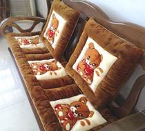 Red wooden sofa cushion old wooden triple-person cushion wooden plush thickness cushion can be removed and non-slipped
