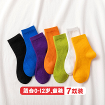 Childrens socks spring and autumn socks boys and girls autumn candy color cotton socks autumn and winter long boneless childrens socks tide