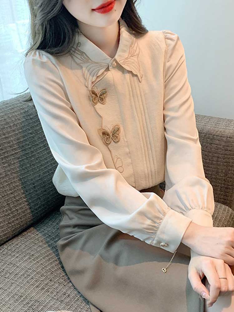 中国风盘扣POLO长袖衬衫复古穿搭神器