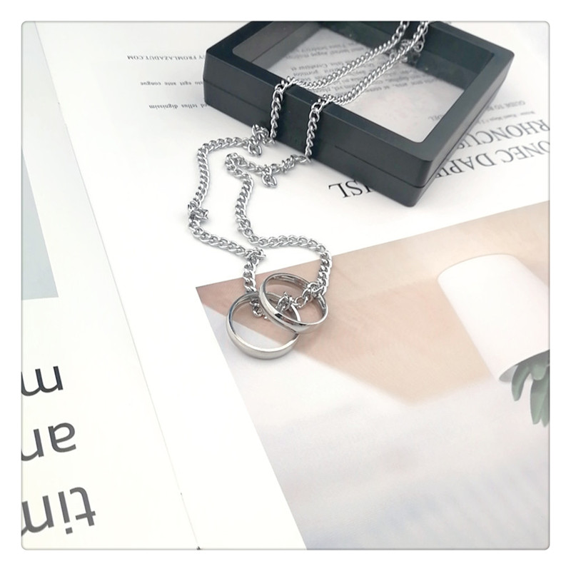 时代少年团刘耀文同款项链男潮个性戒指吊坠女ins嘻哈钛钢情侣链