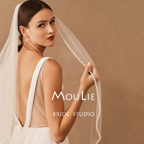 Veil bride main wedding dress simple atmospheric headdress Super fairy forest luxury heavy industry wedding mid-length veil pearl