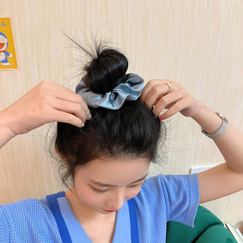 法式少女丝光缎面大肠圈ins韩国皮筋扎头发绳 发圈扎马尾头绳发饰_领