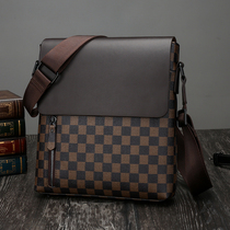 Hong Kong Mens New Tide Cards Genuine Leather Flip Single Shoulder Bag Fashion Casual Diagonal Satchel Cow Leather Backpack Mens Bag