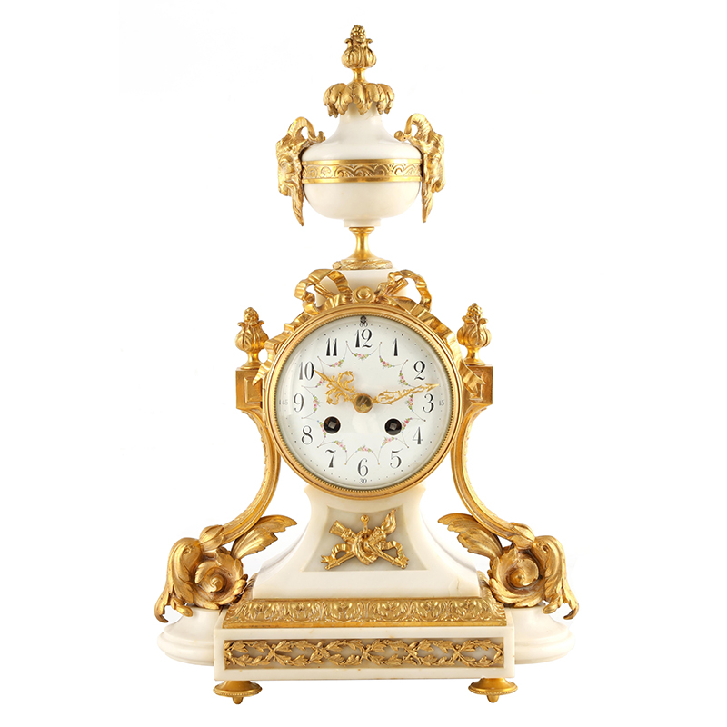 Rui Fan British old Western European furniture marble gilt bronze fireplace carving table clock British second-hand decorative clock