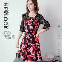 2019 spring and summer new Korean womens flower lace perspective sexy casual large size ladyboy cross-dressing CD dress