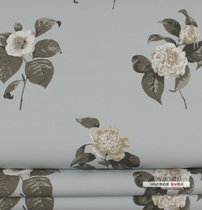 Swedish imported wallpaper paper spot blue bottom big flower TV sofa background wallpaper paper