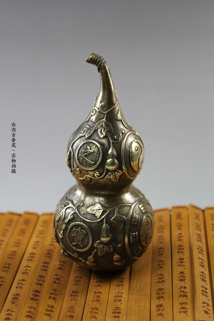 【趋吉镇煞】纯铜葫芦镇宅之宝辟邪旺福子孙葫芦铜雕把件