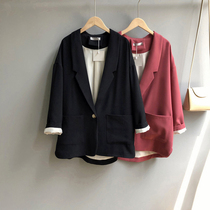 Nine buckle original large size womens clothing autumn new Korean version loose chic student British style suit suit tide 937