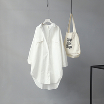 Nine buckle plus size womens spring new shirt fat plus fat mm medium long shirt dress C10