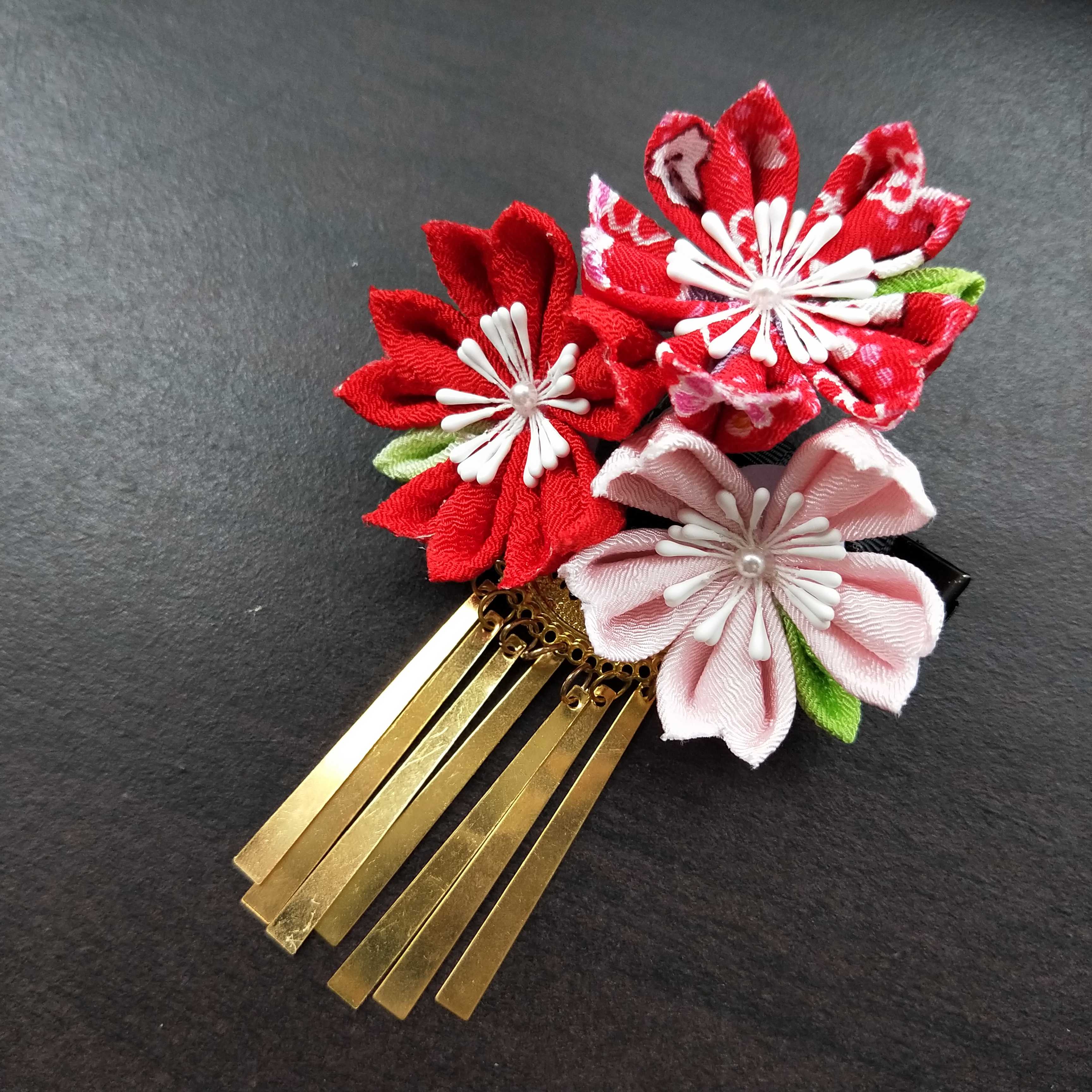 diy日式lolita日系日本古风和服汉服发饰头饰樱花流苏发夹多色选