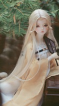 (On display) White mid-point Goddess Bangs Hand hook Beauty tip bjd wig