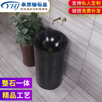 Marble column basin Bathroom Stone washbasin Villa balcony Stone washbasin Hotel whole stone washbasin