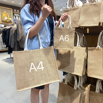 No-print hominin jute cloth bag canvas bag Totbag handbag Single shoulder shopping bag B5 large capacity hand-painted custom