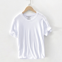 Foundation Round Collar Casual Short Sleeve T-shirt Male Pure Cotton Day Ensemble Summer Pure Color Half Sleeve Sashimi Body Shirt Tide