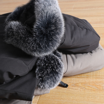 Luxury giant fox fur collar 90 white duck down mens winter Long Hooded down jacket