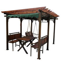 Outdoor anti-corrosion wood grape rack Courtyard Garden gazebo flower rack climbing rattan balcony swing rocking chair tent wrought iron pavilion