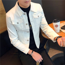 150 small size mens autumn XS Special small super slim short denim jacket 155 Thin Man solid color coat