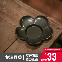 This idea imitated tin tea cup pad to antique old alloy cup holder Zen kung fu tea tray Japanese high-grade heat insulation pad