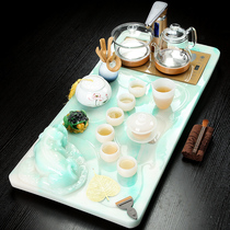 Kung Fu tea set Household simple whole jade tea tray complete set of automatic one-piece European-style tea stone tea table