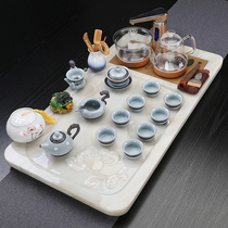 Jade tea tray Kung Fu tea set Tea tray set Full automatic integrated household simple modern European tea set