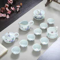 Glass coarse pottery White porcelain Ru Kiln Celadon Ding Kiln Kung Fu tea set Household simple ceramic Teacup Tea table Tea ceremony