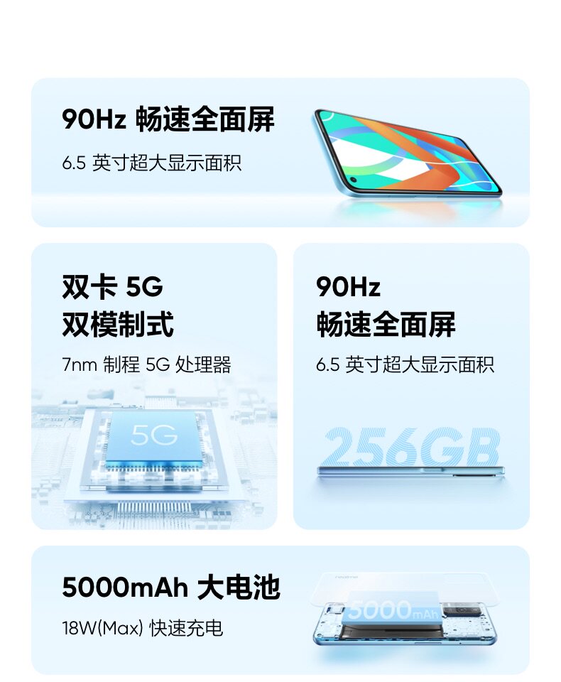realme真我v135g智能游戏学生拍照65英寸大屏5000mah大电池