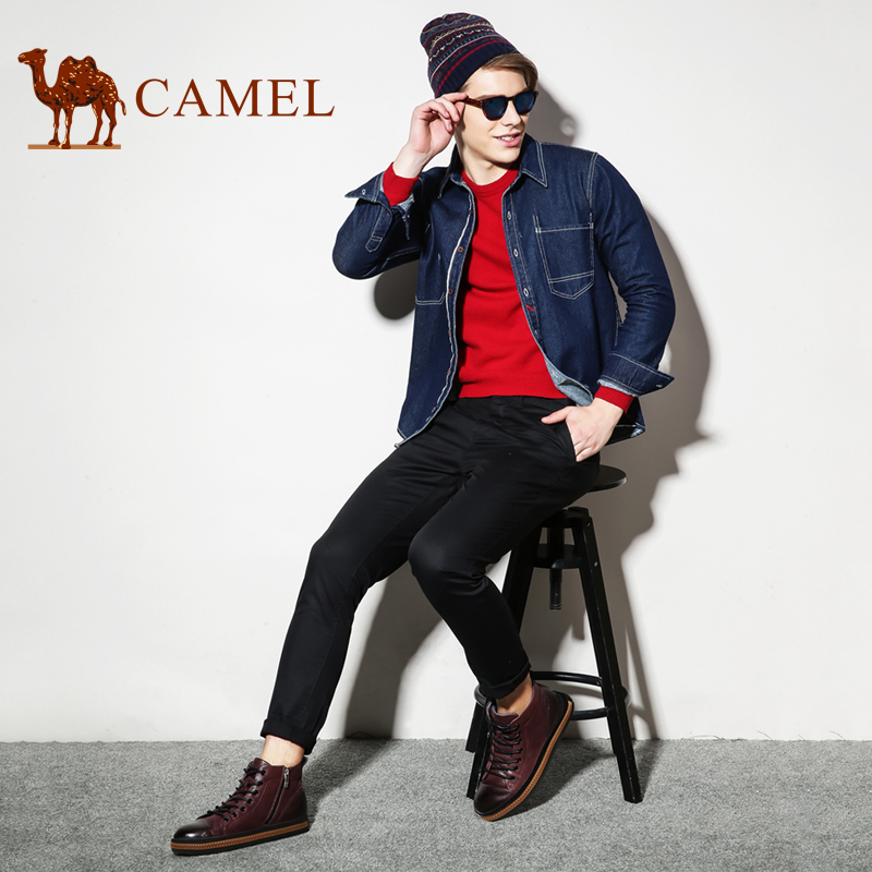 Camel/骆驼男靴冬季 加绒保暖短靴男士靴潮流皮靴男鞋产品展示图3