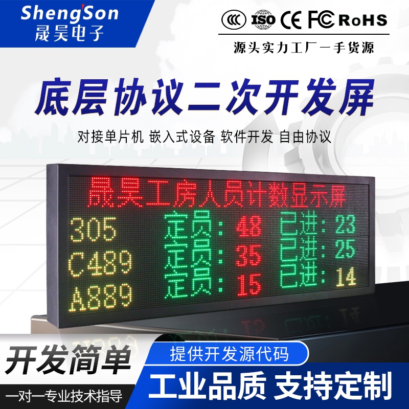 底层协议二次开发室内led屏幕显示屏户外车间看板串口网口485通讯