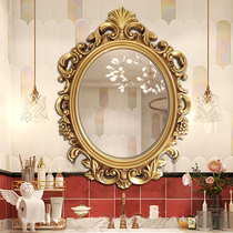 Eurostyle Oval Waterproof Bathroom Mirror Bathroom Mirror Dresser Dresser Hotel Beauty Salon Decoration Hanging Mirror Retro Toilet Mirror