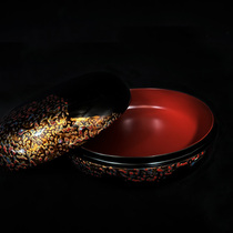 Intangible cultural heritage large lacquer ancient craft storage box round box fruit box rhino skin mother-of-pearl lacquerware Chinese style national characteristic gift