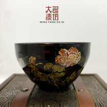 Large lacquer Jianzhan tea cup handmade traditional lacquerware tea set master cup single cup partridge spot Chinese style tea cup gift box