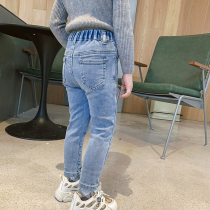 Foam home custom childrens clothing 2021 new girl foreign air pants children winter clothing jeans baby swarm pants