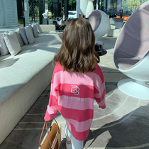 Foam home Custom childrens clothing 2022 new girls striped dress Dress Baby Spring Autumn Dresses Children Foreign Spring Clothing