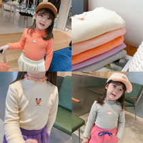 Foam foam Home Custom childrens clothing 2021 new gush foreign air high collar T-shirt girl pure cotton thickened warm-beating undershirt