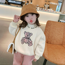 Foam home Custom childrens clothing 2021 new girl gush clothing children winter blouses baby foreign air winter dress thickness